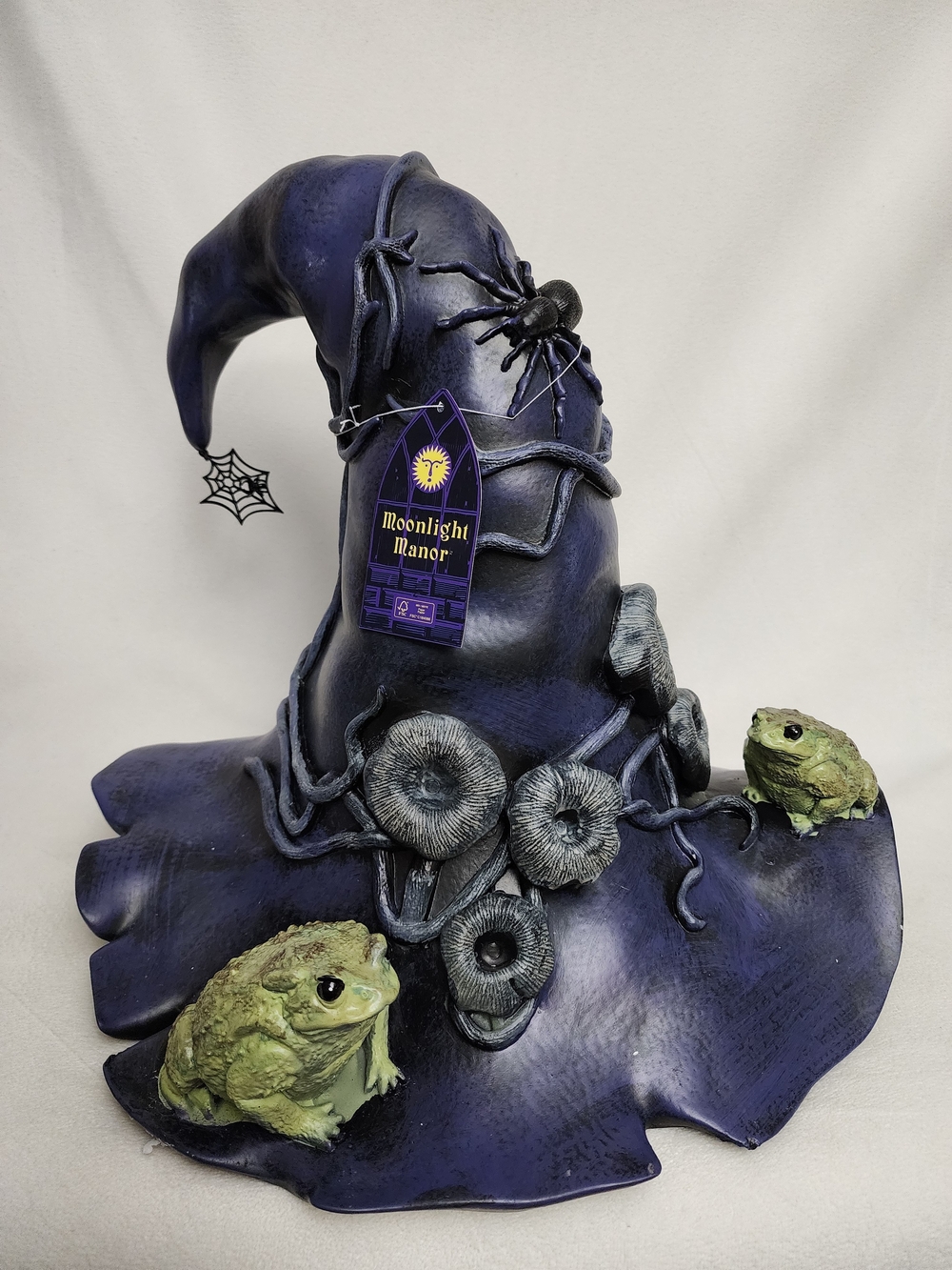 Moonlight Manor Halloween Purple Witch XL Hat Decor with Frogs 15"X 15"